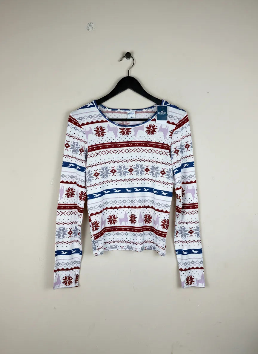 UK Imported secondhand Winter Crop Tops - Holister brand, White Polyester, Premium Plus condition, for Women - Online Thrift Store Peshawar Pakistan