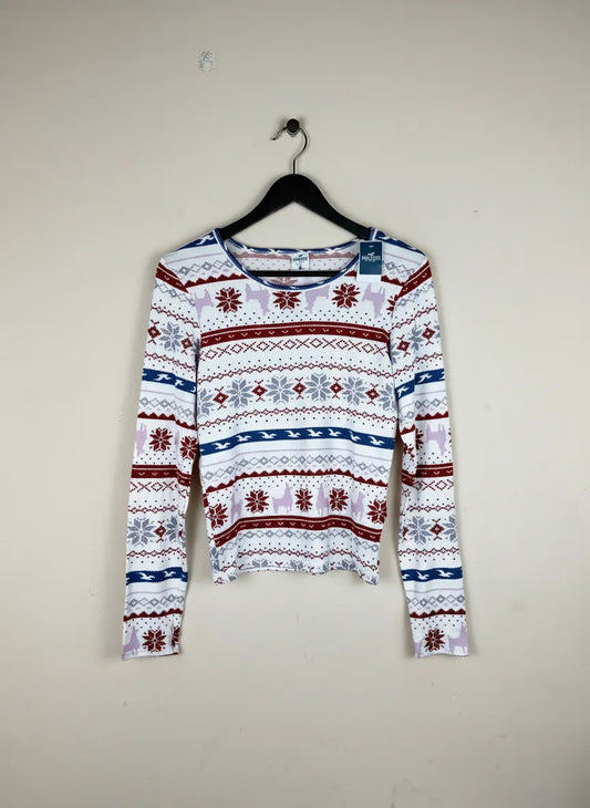 UK Imported secondhand Winter Crop Tops - Holister brand, White Polyester, Premium Plus condition, for Women - Online Thrift Store Peshawar Pakistan