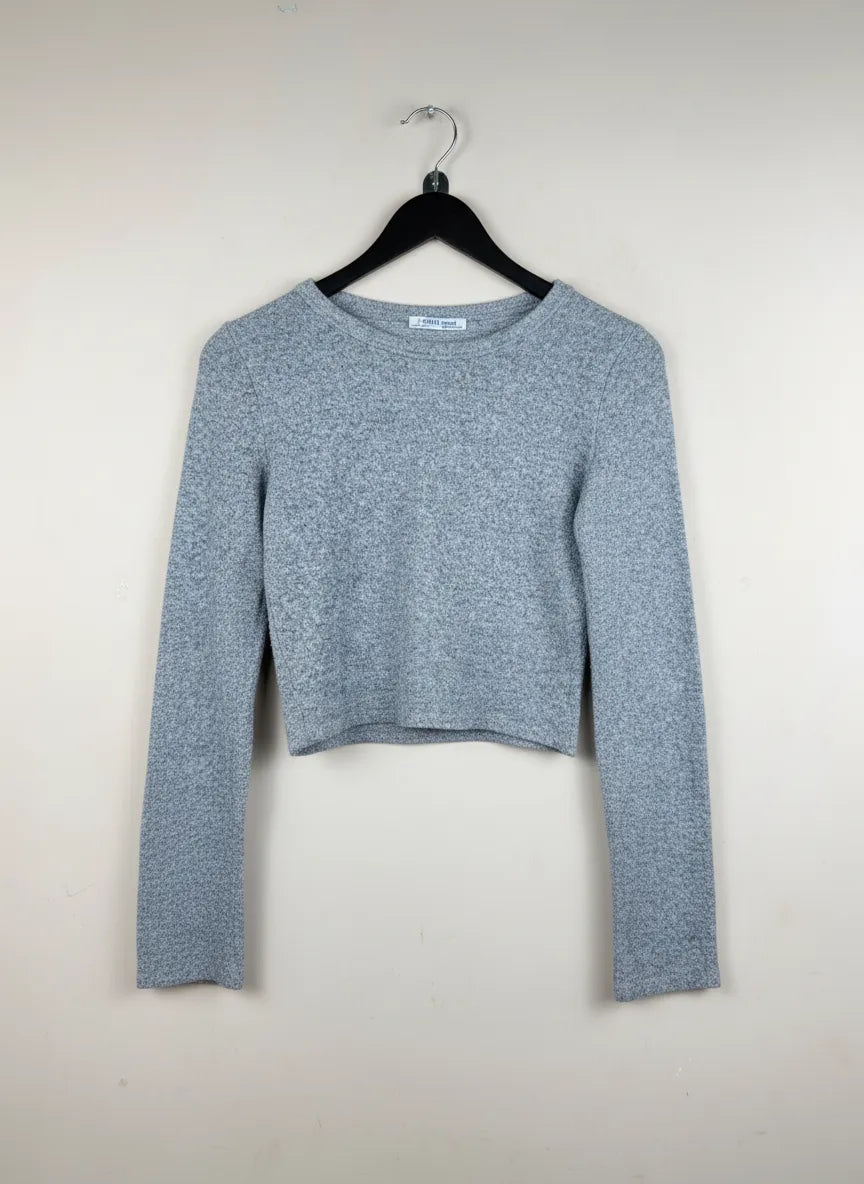 UK Imported secondhand Winter Crop Tops - Zara brand, Grey Viscose, Premium condition, for Women - Online Thrift Store Islamabad Pakistan