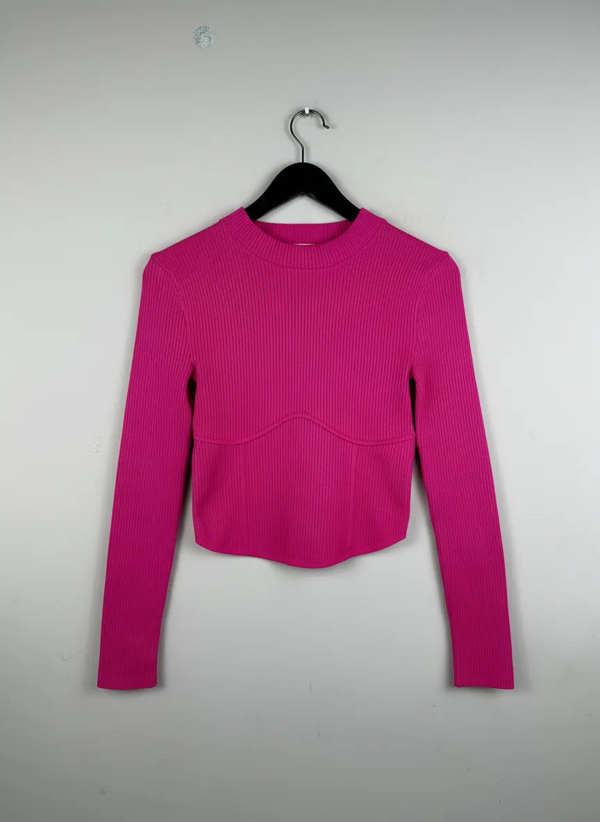 Premium Plus Condition Winter Crop Tops | Preloved Primark | Magenta Polyester | Thrift Shop for Women Peshawar Pakistan | OTS