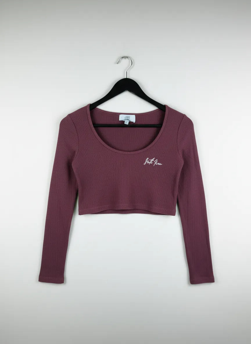 Shop Premium Winter Crop Tops by sixty june | Preloved Branded Clothes | Maroon cotton | Women | OTS Thrift Store Islamabad Pakistan