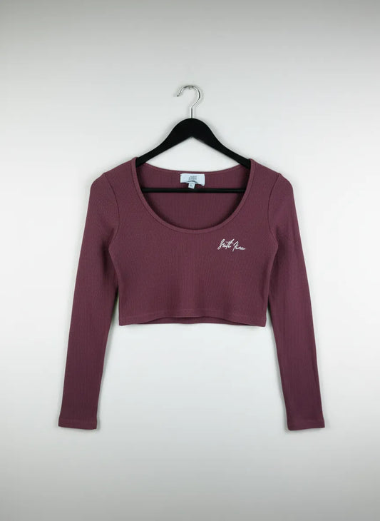 Shop Premium Winter Crop Tops by sixty june | Preloved Branded Clothes | Maroon cotton | Women | OTS Thrift Store Islamabad Pakistan