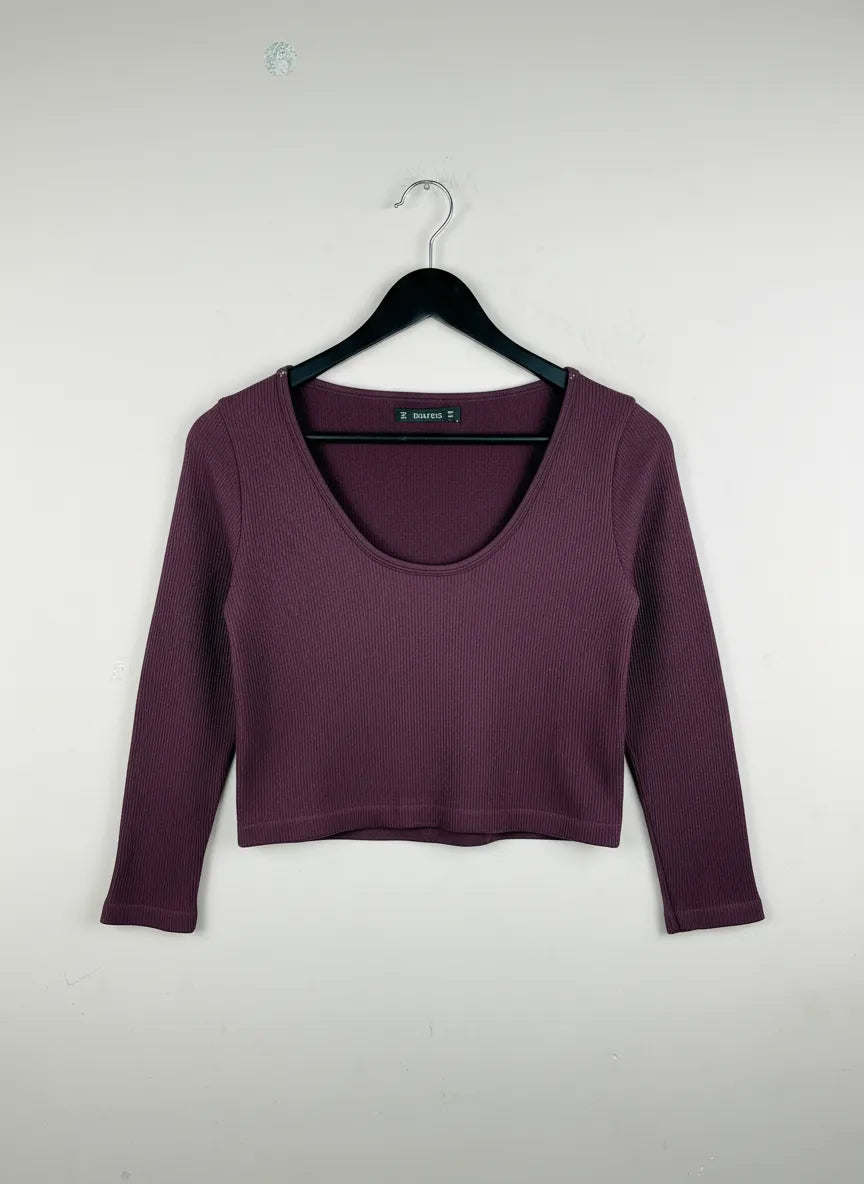 Winter Crop Tops | Dunnes | Preloved Branded | Maroon Nylon | Premium Plus | OTS Thrift Store Islamabad Pakistan