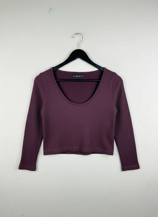 Winter Crop Tops | Dunnes | Preloved Branded | Maroon Nylon | Premium Plus | OTS Thrift Store Islamabad Pakistan