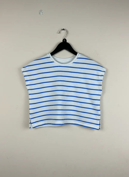 Preloved Premium Winter Crop Tops by Primark, white&blue Cotton for Women - OTS Thrift Shop Peshawar Pakistan