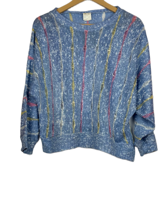Preloved Excellent Winter Crop Tops by Skylar, Blue Acrylic for Women - OTS Thrift Shop Lahore Pakistan