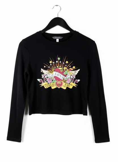 Shop EXCELENT Winter Crop Tops by PRIMARK | Preloved Branded Clothes | BLACK COTTON | Women | OTS Thrift Store Lahore Pakistan