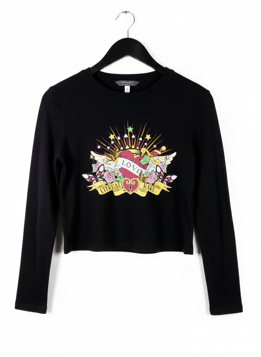 Shop EXCELENT Winter Crop Tops by PRIMARK | Preloved Branded Clothes | BLACK COTTON | Women | OTS Thrift Store Lahore Pakistan