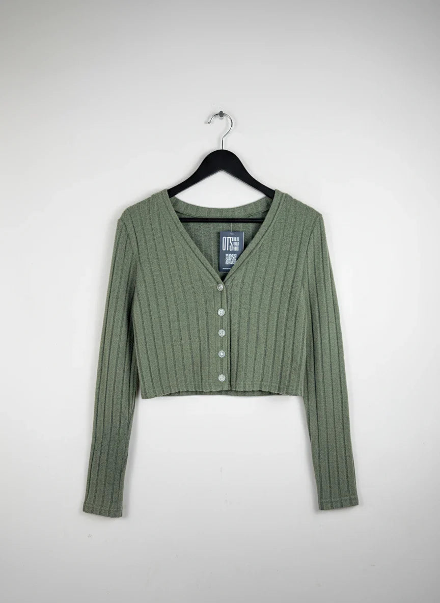 Excellent Condition Winter Crop Tops | Preloved Shein | Olive Polyester | Thrift Shop for Women Islamabad Pakistan | OTS