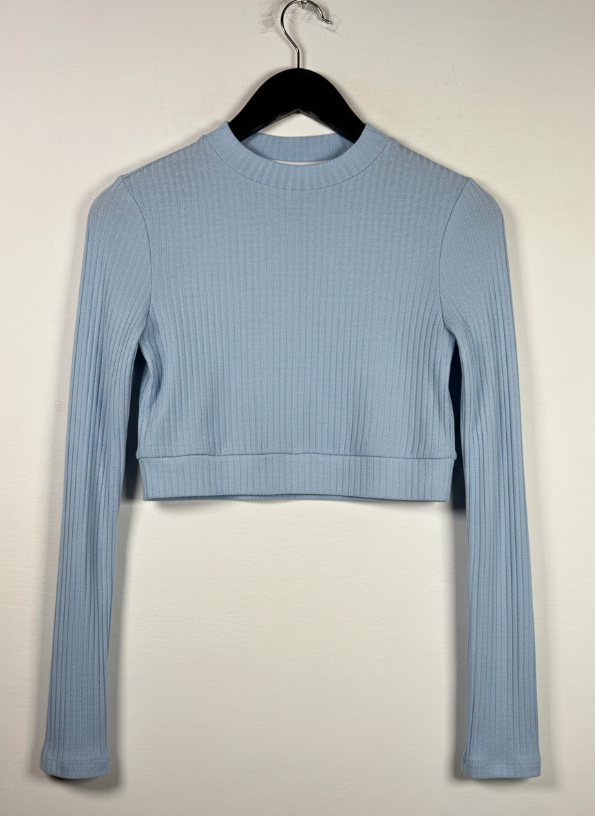 PREMIUM PLUS Condition Winter Crop Tops | Preloved SHEIN | LIGHT BLUE POLYSTER | Thrift Shop for Women Karachi Pakistan | OTS