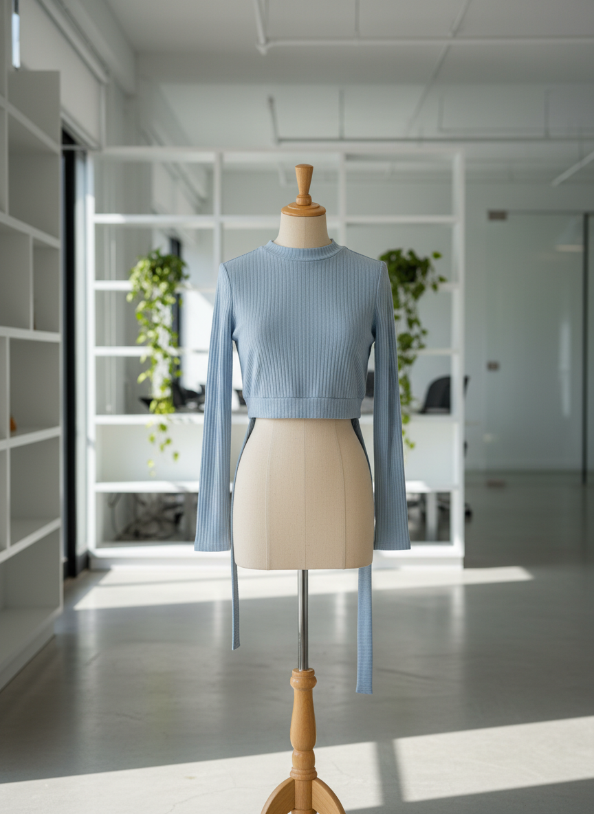 LIGHT BLUE Winter Crop Tops by SHEIN (WWCT-228)