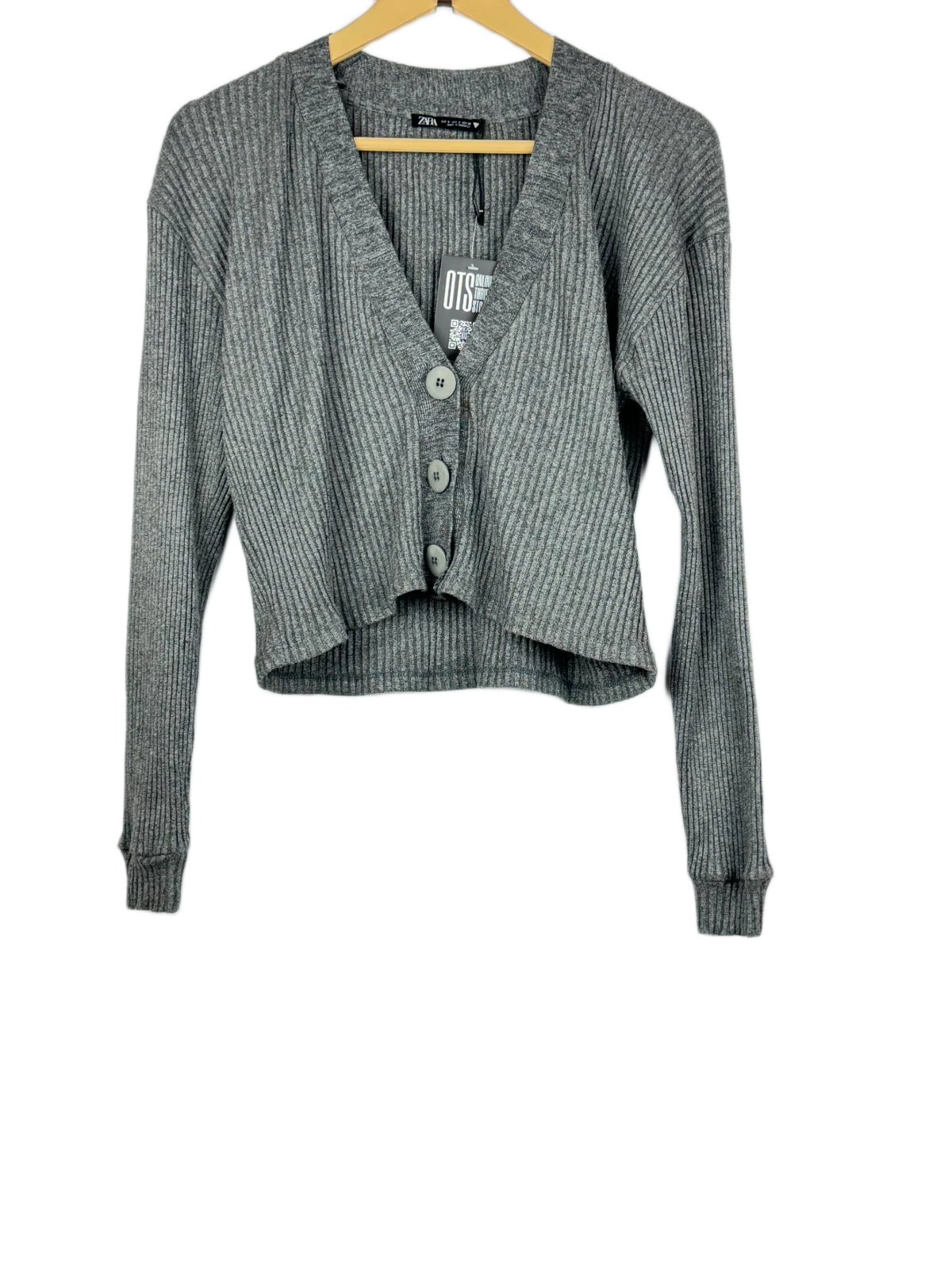 UK Imported secondhand Winter Crop Tops - Zara brand, Grey Viscose, Premium Plus condition, for Women - Online Thrift Store Peshawar Pakistan