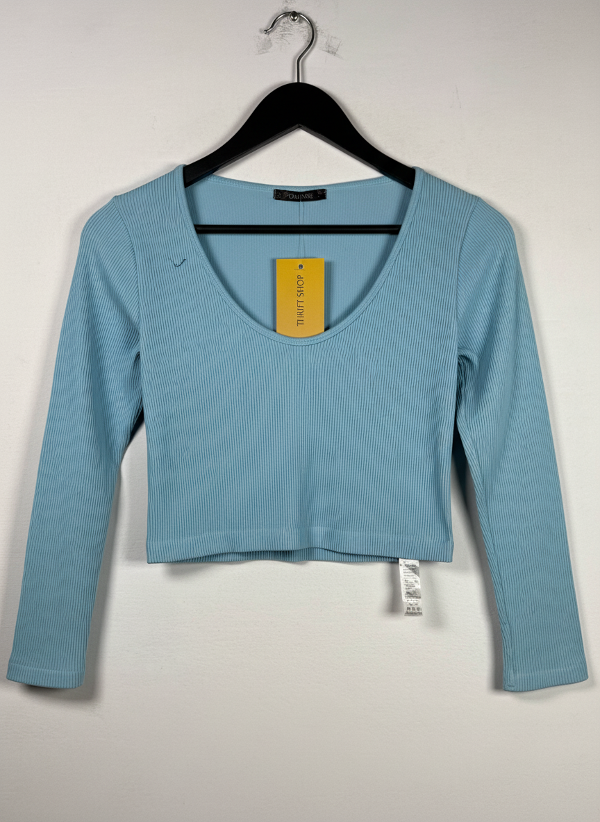 Shop PREMIUM PLUS Winter Crop Tops by DUNNES | Preloved Branded Clothes | SKY BLUE COTTON | Women | OTS Thrift Store Lahore Pakistan