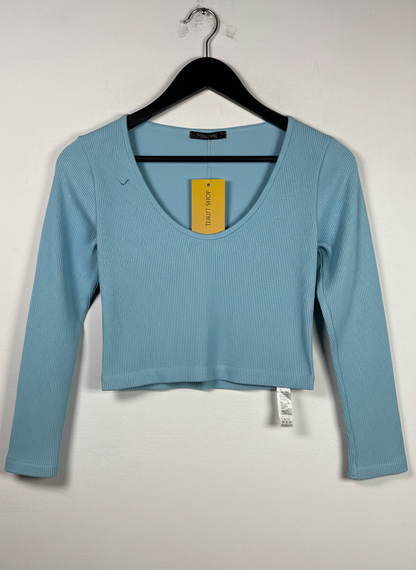 Shop PREMIUM PLUS Winter Crop Tops by DUNNES | Preloved Branded Clothes | SKY BLUE COTTON | Women | OTS Thrift Store Lahore Pakistan