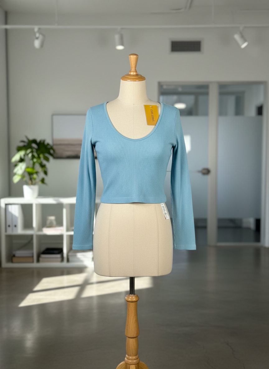 Sky Blue Winter Crop Tops by DUNNES (WWCT-239)