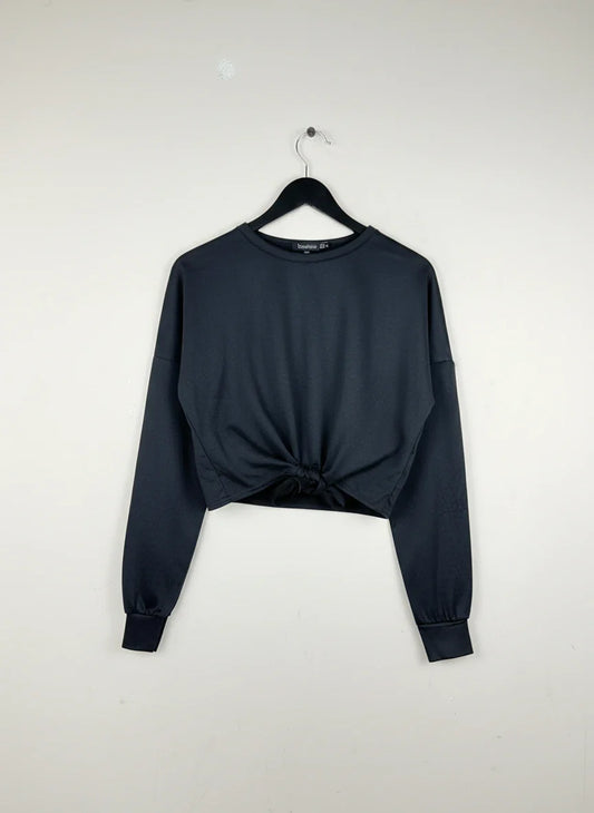 Winter Crop Tops | Boohoo | Preloved Branded | Black Polyester | Premium Plus | OTS Thrift Store Islamabad Pakistan