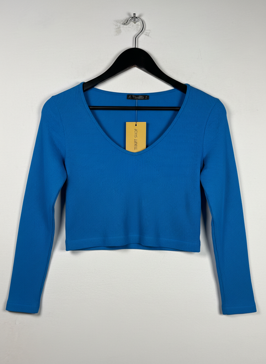 Winter Crop Tops | DUNNES | Preloved Branded | SKY BLUE POLYSTER | PREMIUM PLUS | OTS Thrift Store Peshawar Pakistan