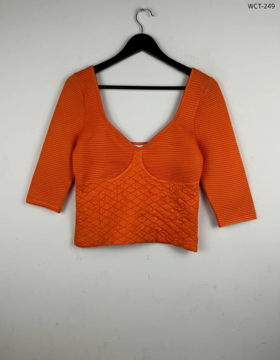 UK Imported secondhand Winter Crop Tops - Savida brand, Orange Polyester, Premium condition, for Women - Online Thrift Store Karachi Pakistan