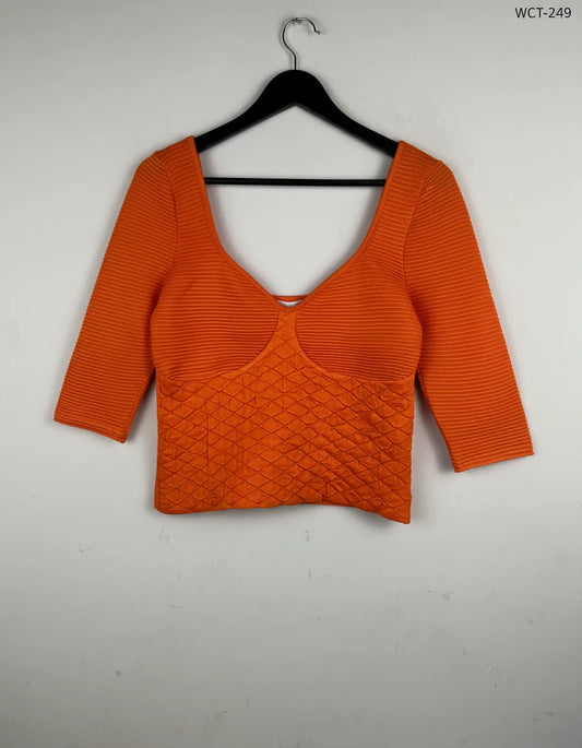 UK Imported secondhand Winter Crop Tops - Savida brand, Orange Polyester, Premium condition, for Women - Online Thrift Store Karachi Pakistan