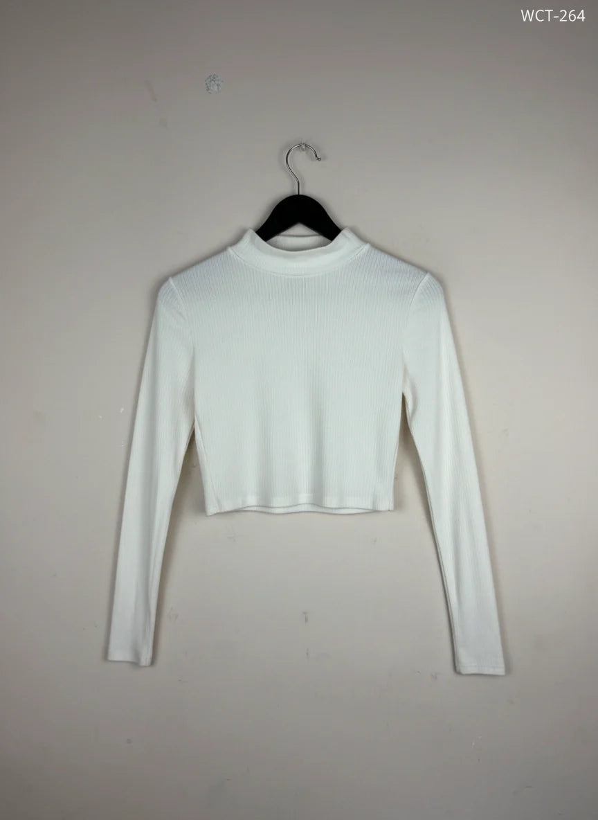 Secondhand Branded Winter Crop Tops by Primark, OffWhite Polyester fabric, Premium condition, for Women - Online Thrift Shop Lahore Pakistan