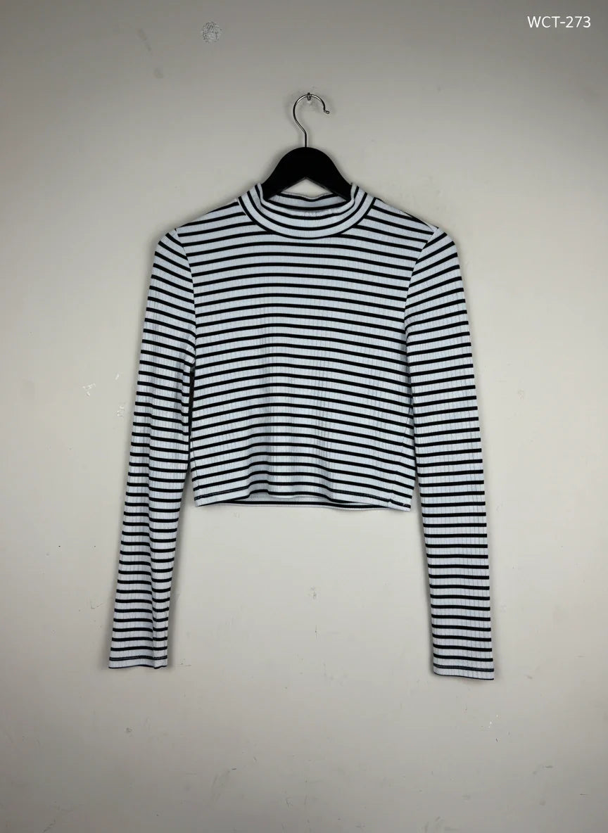 Shop Premium Winter Crop Tops by Primark | Preloved Branded Clothes | Black & White Cotton | Women | OTS Thrift Store Karachi Pakistan