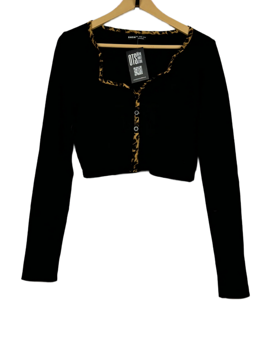 Preloved Excellent Winter Crop Tops by Shein, Black Acrylic for Women - OTS Thrift Shop Islamabad Pakistan