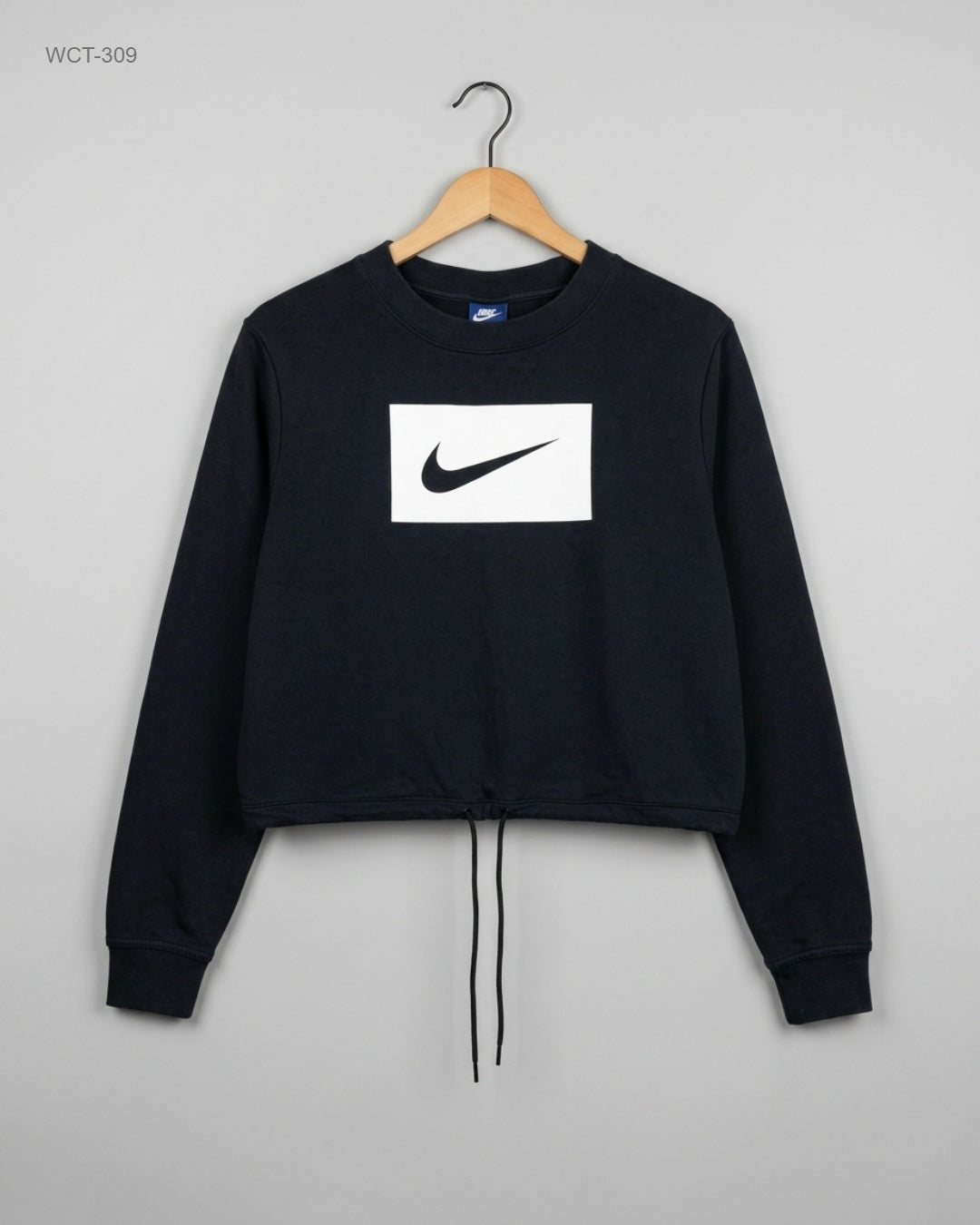 UK Imported secondhand Winter Crop Tops - NIKE brand, Black Cotton, Premium condition, for Womens - Online Thrift Store Lahore Pakistan