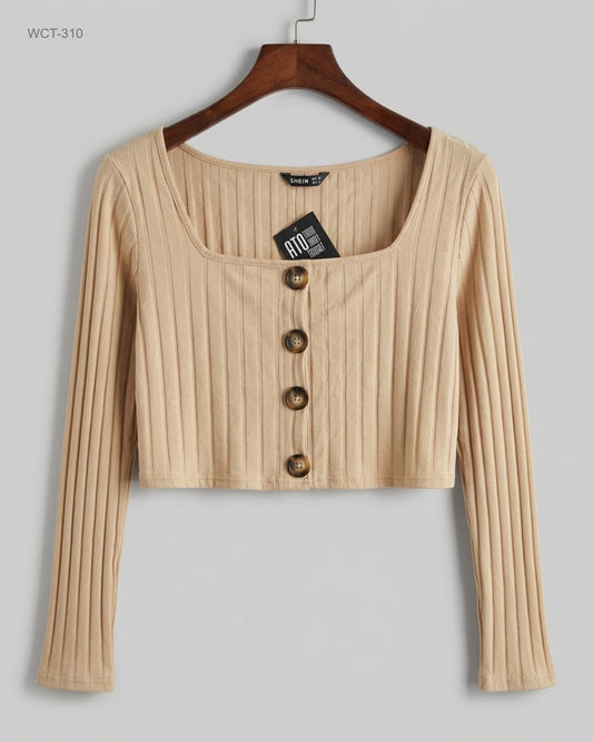 Excellent Condition Winter Crop Tops | Preloved Shein | Beige Cotton | Thrift Shop for Womens Lahore Pakistan | OTS