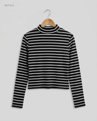 CUT LABEL (WCT-313) Mock Neck Long-Sleeve Ribbed Top