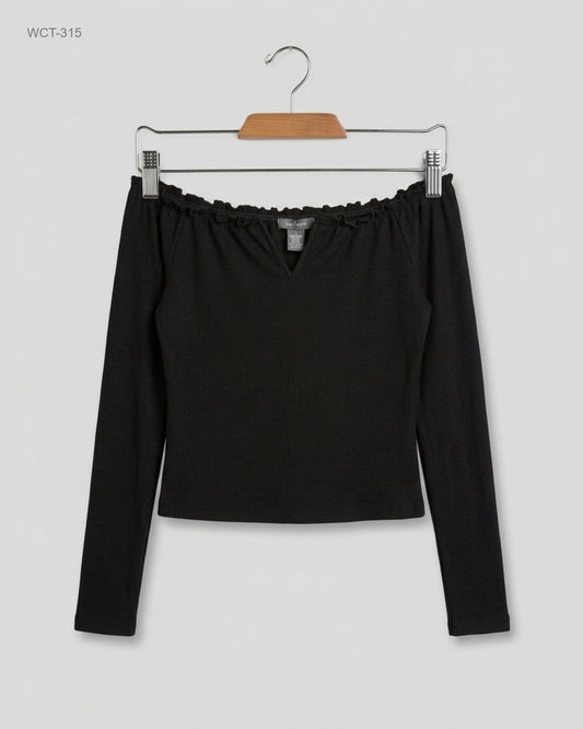 Winter Crop Tops | Primark | Preloved Branded | Black Cotton | Premium | OTS Thrift Store Islamabad Pakistan