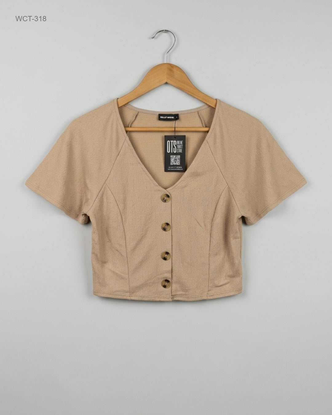 TALLY WEIJL (WCT-318) Button-Front Crop Top