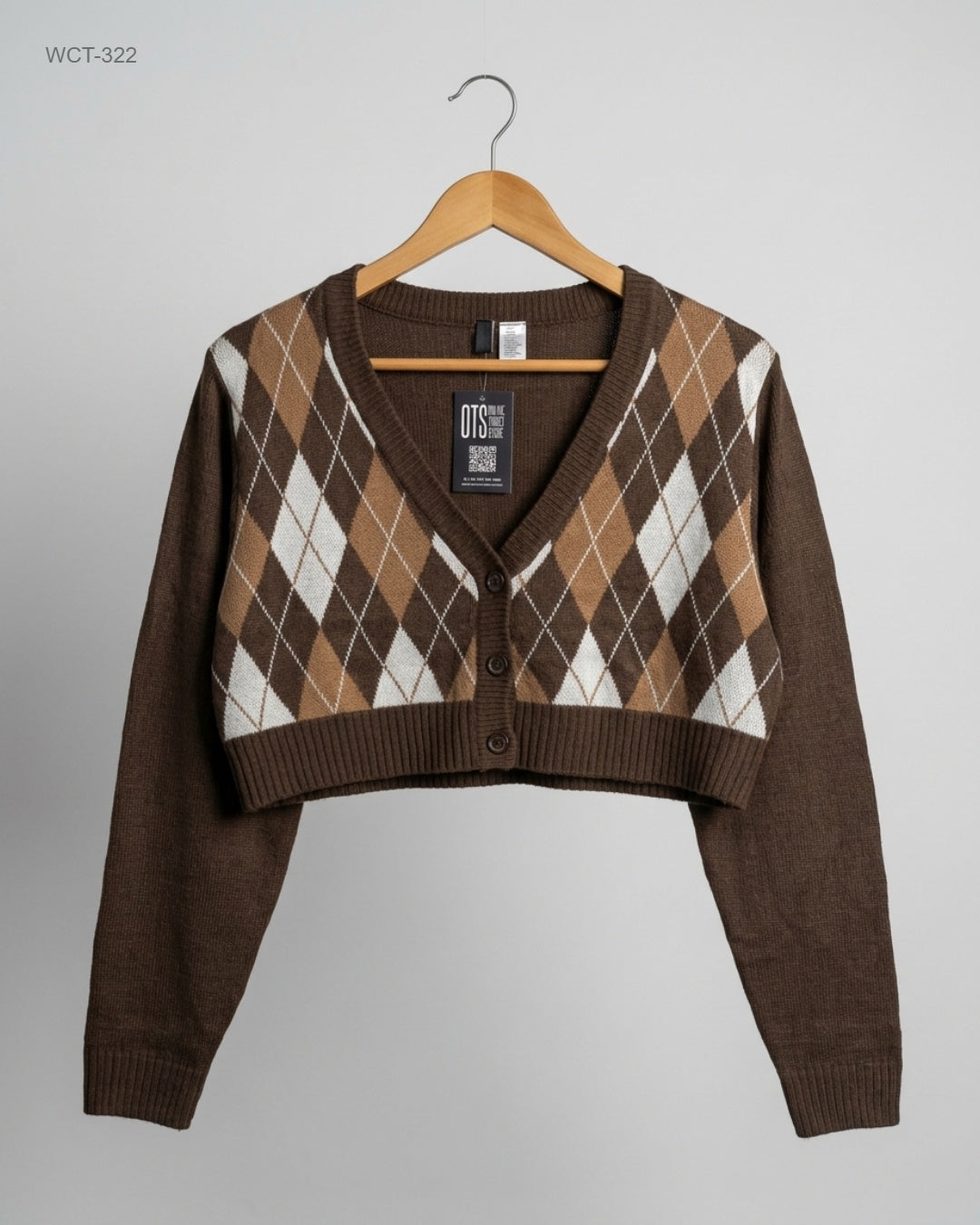 Secondhand Branded Winter Crop Tops by H&M, Brown Polyester fabric, Premium condition, for Womens - Online Thrift Shop Lahore Pakistan