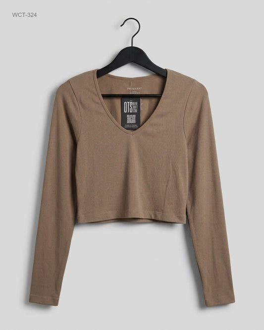 UK Imported secondhand Winter Crop Tops - Primark brand, Brown Nylon, Premium condition, for Womens - Online Thrift Store Lahore Pakistan