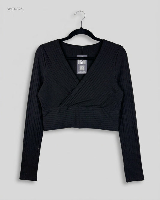 Shop Premium Winter Crop Tops by Shein | Preloved Branded Clothes | Black Cotton | Womens | OTS Thrift Store Lahore Pakistan