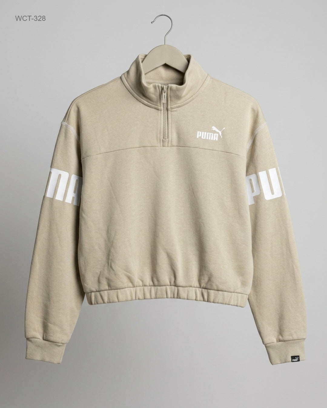 UK Imported secondhand Winter Crop Tops - Puma brand, Beige Cotton, Premium condition, for Womens - Online Thrift Store Lahore Pakistan