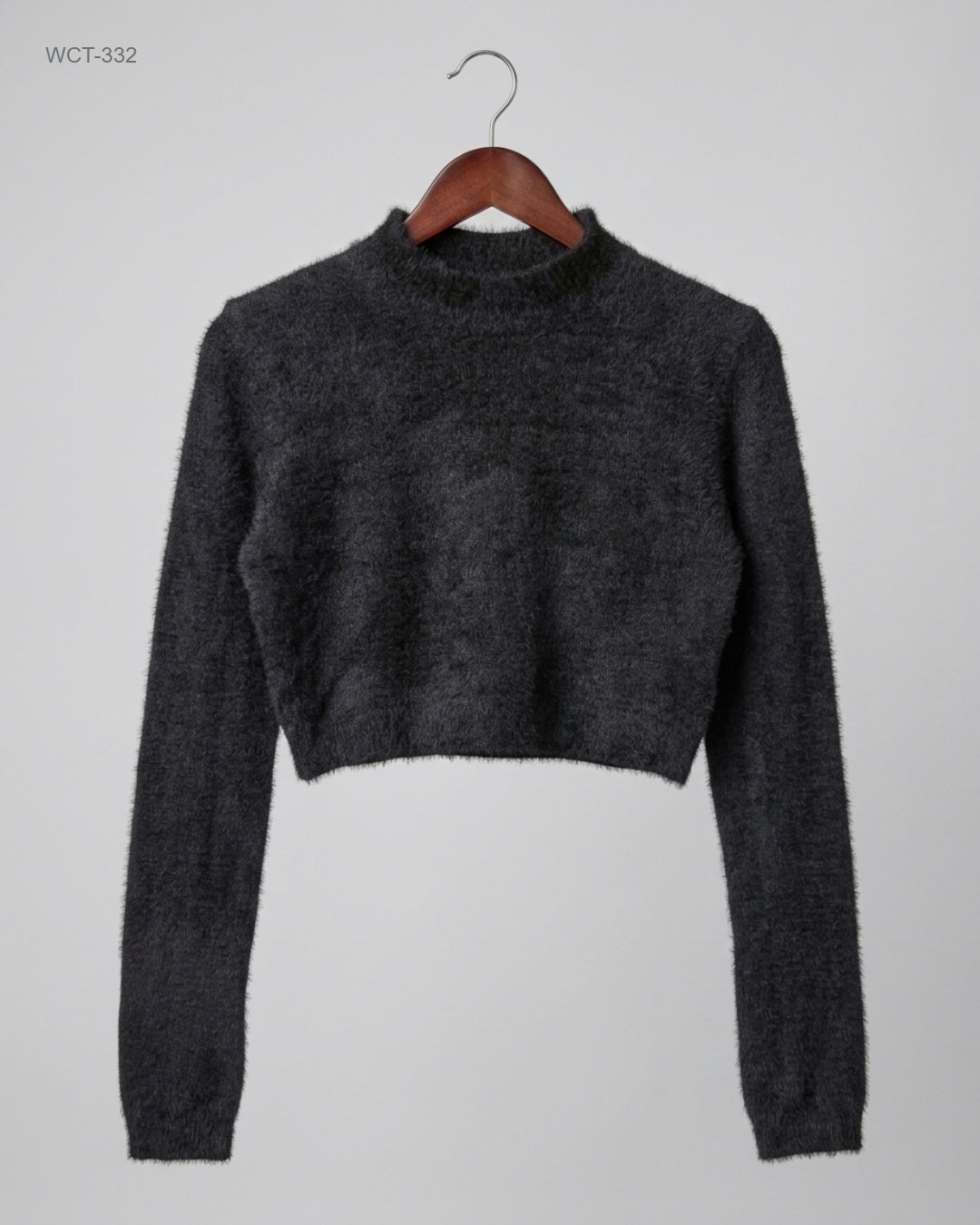 Secondhand Branded Winter Crop Tops by Shein, Black Acrylic fabric, Premium condition, for Womens - Online Thrift Shop Karachi Pakistan
