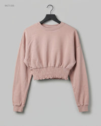 H&M (WCT-333) Smocked Hem Cropped Sweatshirt