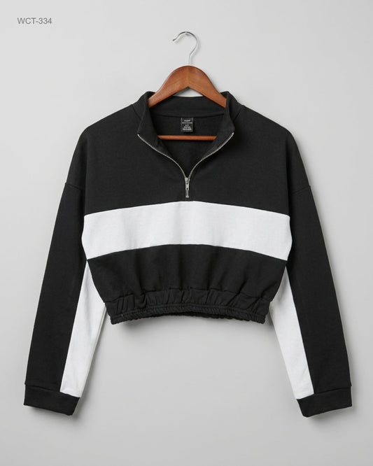Shop Excellent Winter Crop Tops by CUT LABEL | Preloved Branded Clothes | Black Cotton | Womens | OTS Thrift Store Islamabad Pakistan