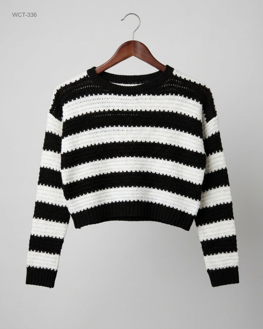 Winter Crop Tops | Atmosphere | Preloved Branded | Black & White Acrylic | Premium | OTS Thrift Store Peshawar Pakistan
