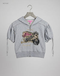 ZOE (WCT-337) Short-Sleeve Cropped Hoodie