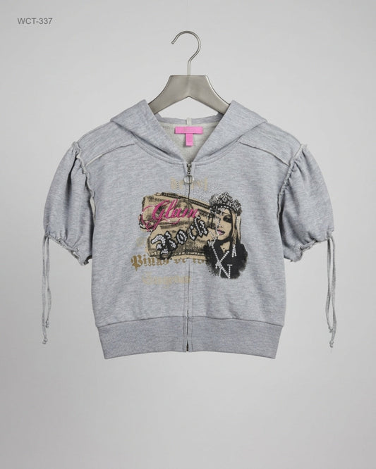 UK Imported secondhand Winter Crop Tops - ZOE brand, Grey Cotton, Excellent condition, for Womens - Online Thrift Store Karachi Pakistan