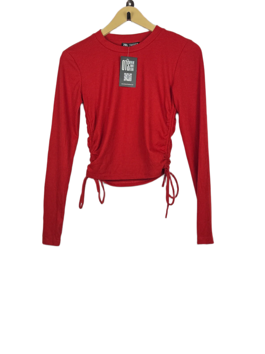 Winter Crop Tops | Zara | Preloved Branded | Red Polyester | Premium | OTS Thrift Store Peshawar Pakistan