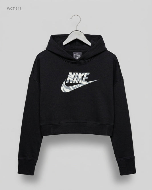UK Imported secondhand Winter Crop Tops - NIKE brand, Black Cotton, Premium condition, for Womens - Online Thrift Store Islamabad Pakistan