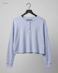 Primark (WCT-343) Henley Waffle-Knit Crop Top