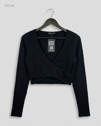 DUNNES (WCT-346) Crossover Ribbed Crop Top
