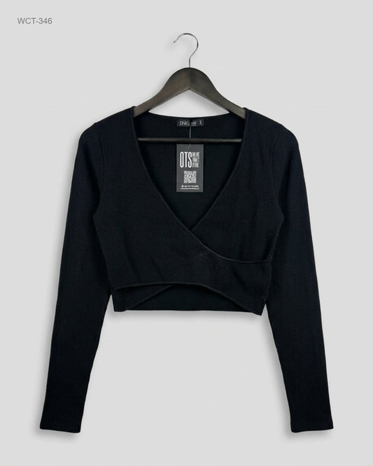 Shop Premium Winter Crop Tops by DUNNES | Preloved Branded Clothes | Black Polyester | Womens | OTS Thrift Store Peshawar Pakistan