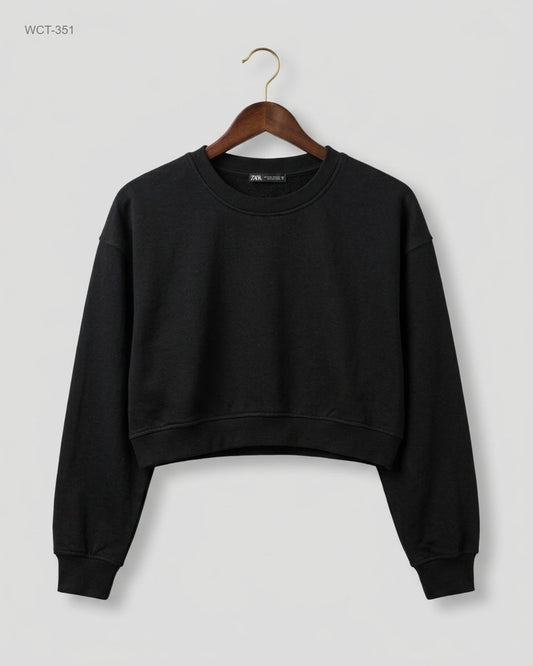 Premium Condition Winter Crop Tops | Preloved Zara | Black Cotton | Thrift Shop for Womens Islamabad Pakistan | OTS