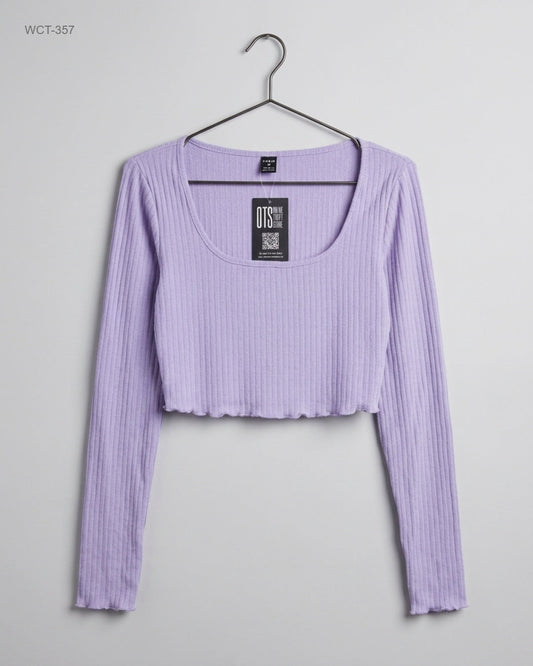Secondhand Branded Winter Crop Tops by Shein, Purple Cotton fabric, Premium condition, for Womens - Online Thrift Shop Islamabad Pakistan