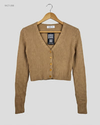 FEMME LUXE (WCT-358) Cropped Ribbed Cardigan