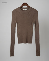 PULL&BEAR (WCT-367) Ribbed Long-Sleeve Top